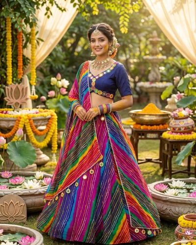 Multicolour Leheriya Lehenga