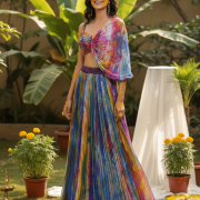 Pure Chinon Lehenga In Multicolour
