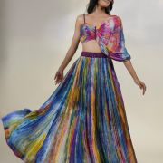 Pure Chinon Lehenga In Multicolour