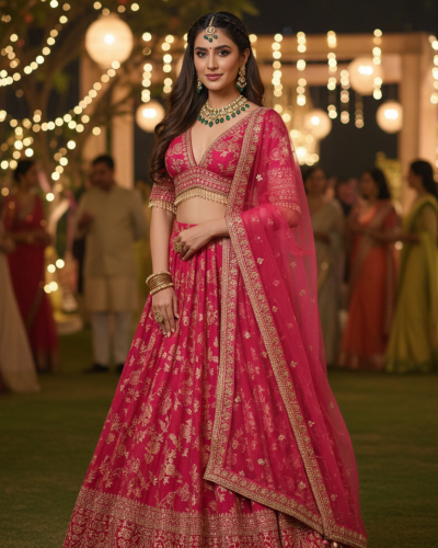 Dola Silk Lehenga In Pink Colour