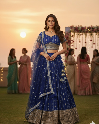 Dola Silk Lehenga In Blue Colour