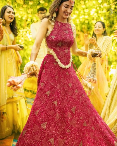 Georgette Lehenga In Rani Pink Colour