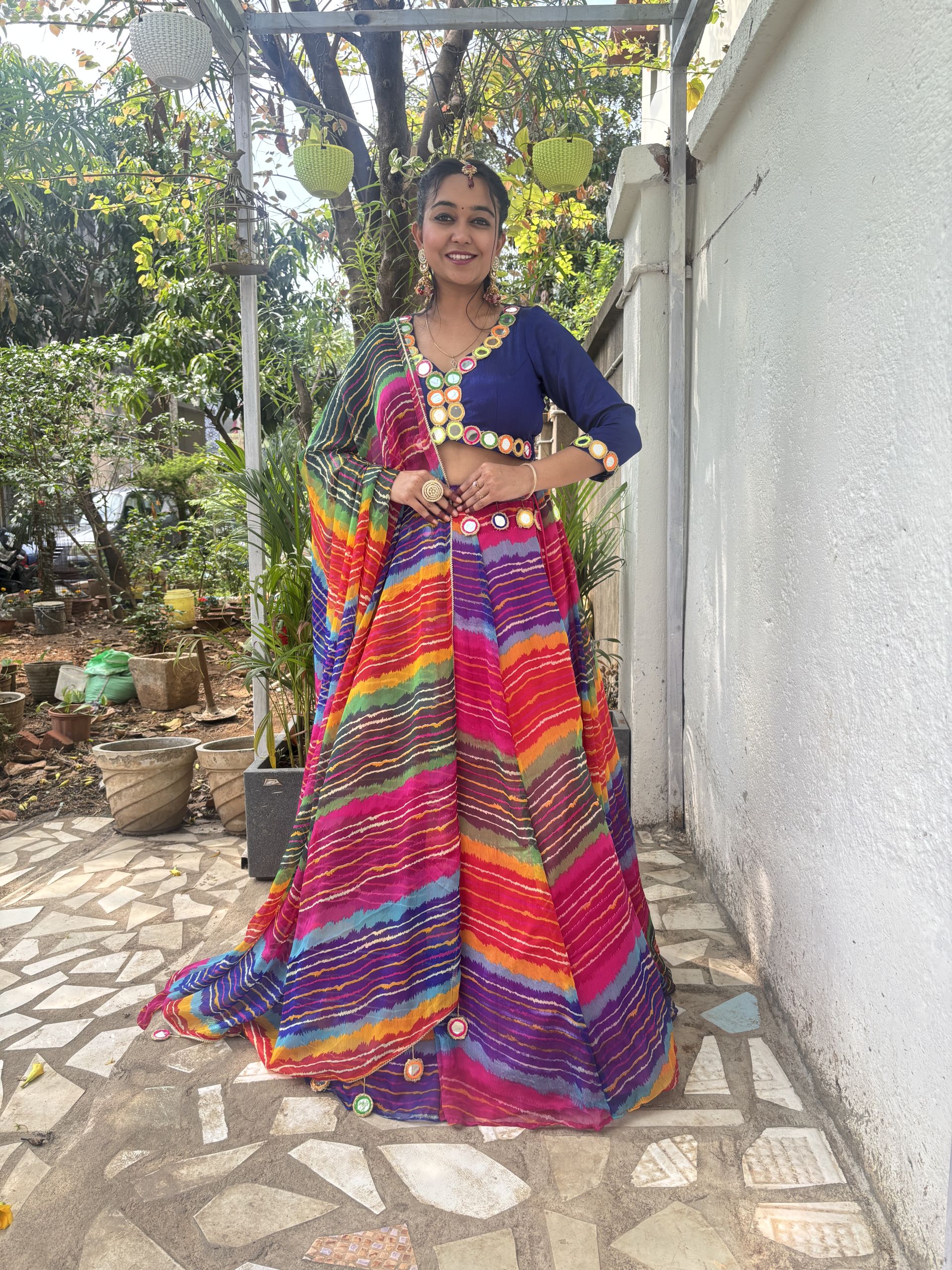 Multicolour Leheriya Lehenga