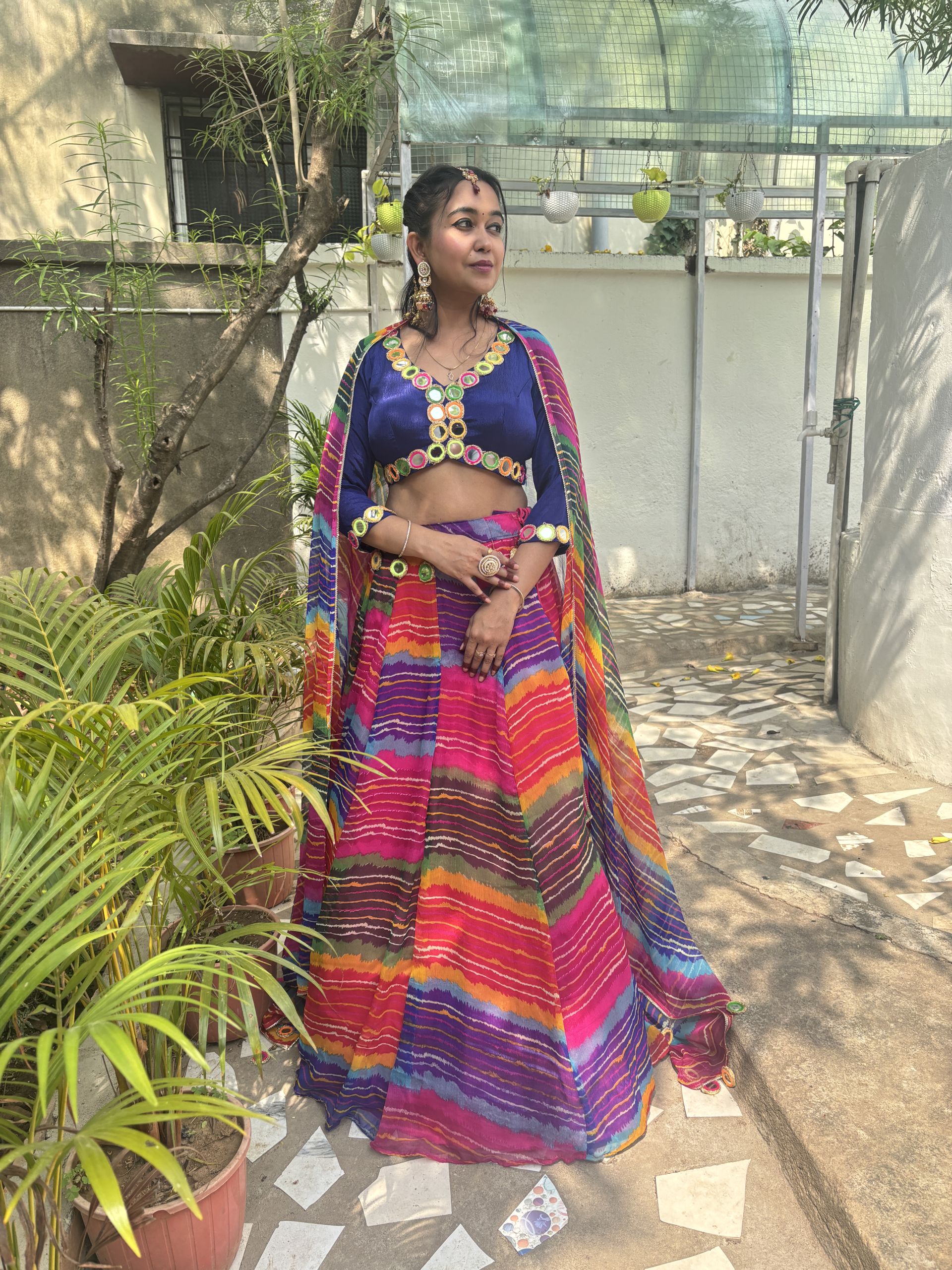 Multicolour Leheriya Lehenga