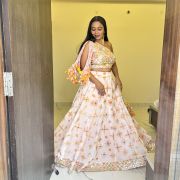Pure Georgette Heavy Thread And Sequin Embroidered Lehenga