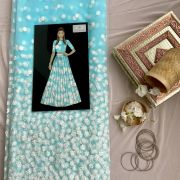 Full Embroidered Net Lehenga In Powder Blue Colour