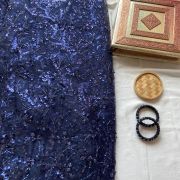 Net Hand Embroidered Lehenga In Dark Blue Colour