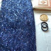 Net Hand Embroidered Lehenga In Dark Blue Colour