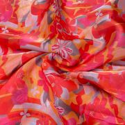 Organza Satin Printed lehenga In Red And Orange Colour