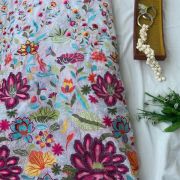 White Thread & Sequin Embroidered Dungaree