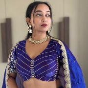 Organza Satin Lehenga In Electric Blue Lehenga