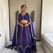 Organza Satin Lehenga In Electric Blue Lehenga