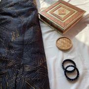 Crushed Pleated Lehenga With Gold Foil Detailing