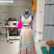 Multicolour Bohemian Embroidered Corset Lehenga