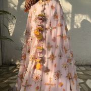 Pure Georgette Heavy Thread And Sequin Embroidered Lehenga