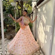 Pure Georgette Heavy Thread And Sequin Embroidered Lehenga