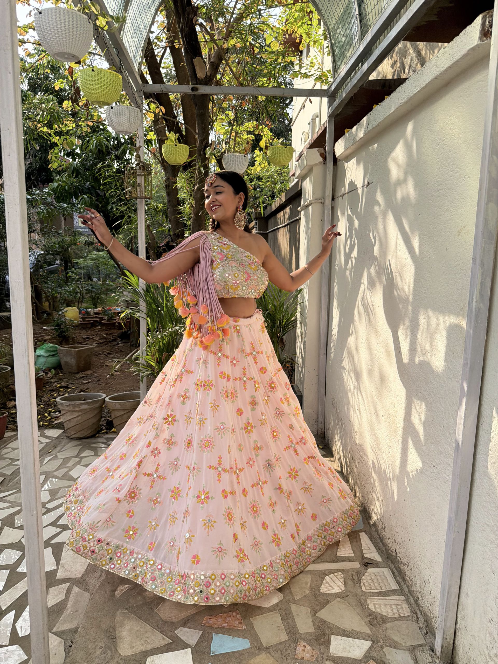 Pure Georgette Heavy Thread And Sequin Embroidered Lehenga