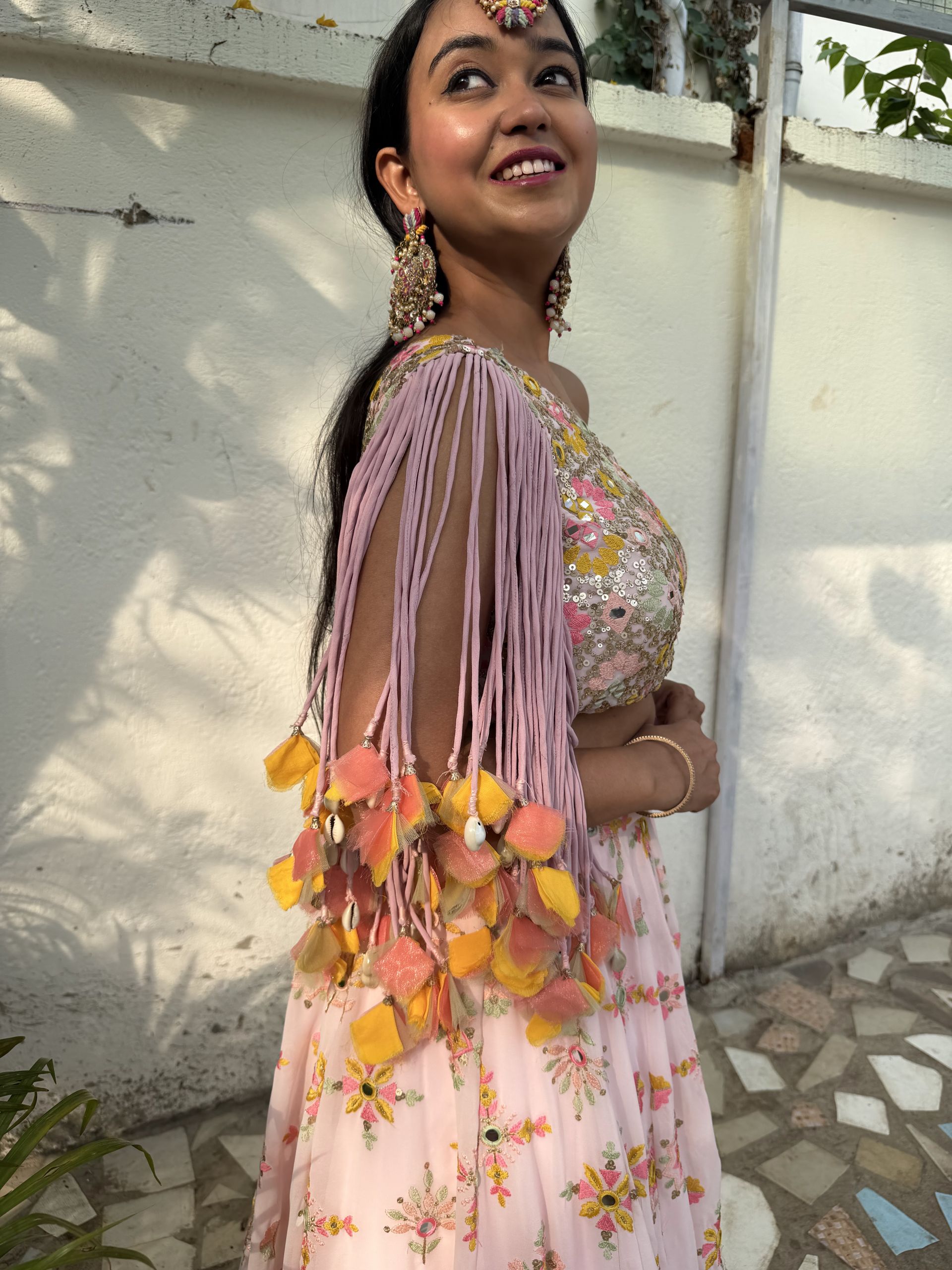 Pure Georgette Heavy Thread And Sequin Embroidered Lehenga