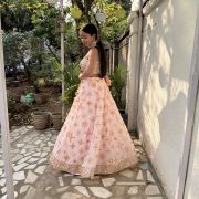 Pure Georgette Heavy Thread And Sequin Embroidered Lehenga