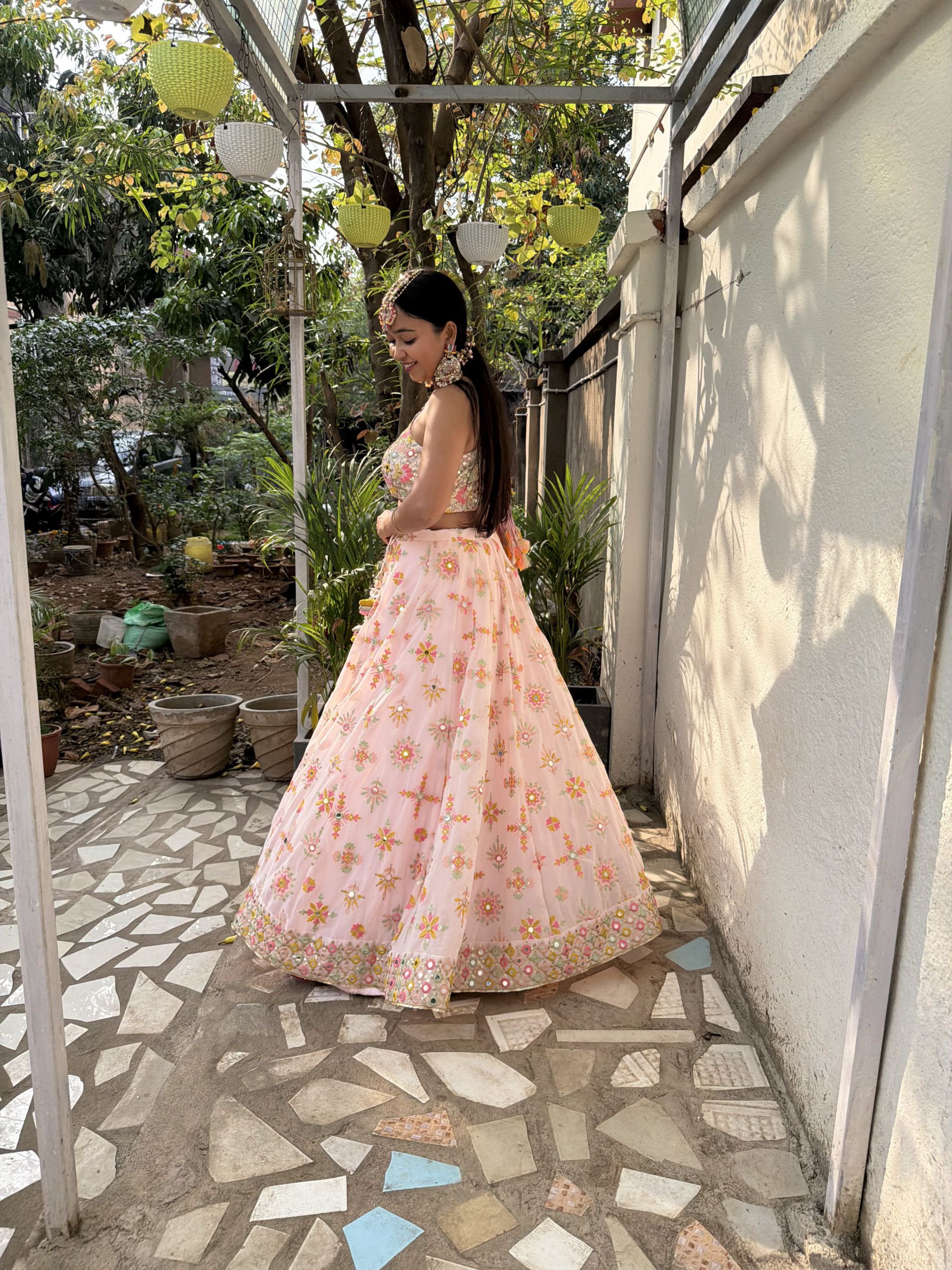 Pure Georgette Heavy Thread And Sequin Embroidered Lehenga