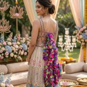 Multicolour Bohemian Embroidered Corset Lehenga
