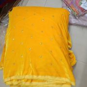 Golden Buti Work Velevet Lehenga In Yellow Colour