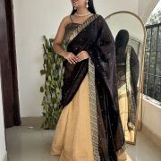 Banarasi Lehenga With Brocade Blouse In Black And Golden Colour