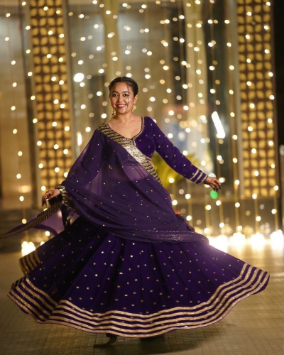Golden Buti Work Velevet Lehenga In Purple Colour
