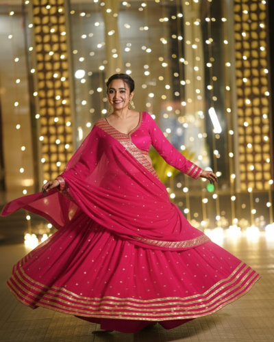 Golden Buti Work Velevet Lehenga In Pink Colour