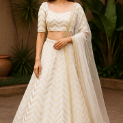 Heavy Zari And Sequin Embroidered Lehenga In Zig Zag pattern