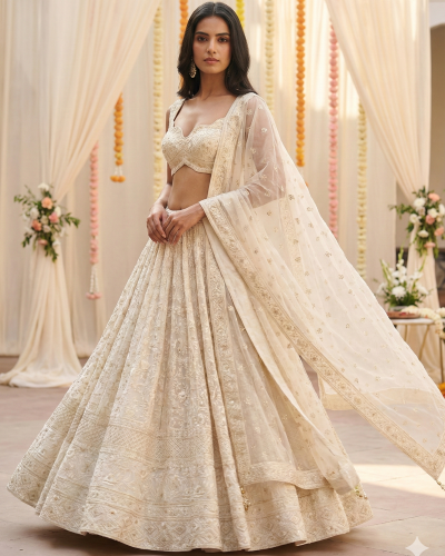 Gold Zari Embroiderd Lehenga With Heavy Border