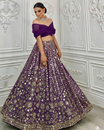 Pure Georgette Lehenga With Heavy Mirror Work