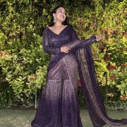 Shimmer Lycra Sharara Saree In Purple Colour