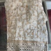 Plazo Set With Cosmos Tissue Silk Cape In White Colour