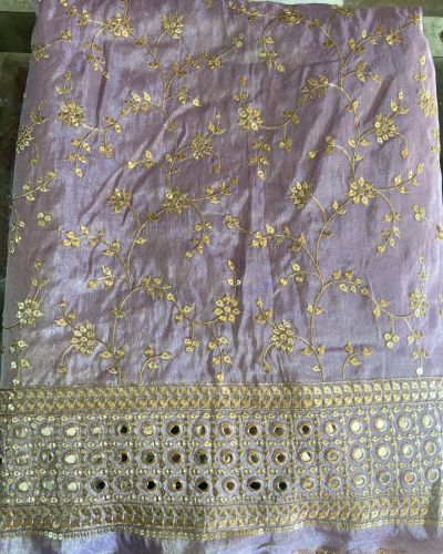 Plazo Set With Cosmos Tissue Silk Cape In Lavender Colour