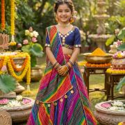 Multicolour Leheriya Lehenga For Kid