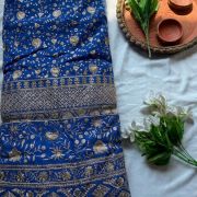 Gold Zari Embroiderd Lehenga With Heavy Border In Royal Blue Colour