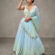 Mirror Ombre Lehenga In Sky Blue Colour