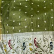 Traditional Indian Printed Silk Lehenga In Olive Gree Colour