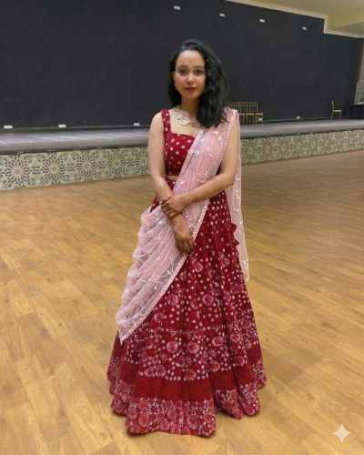 Thread & Sequin Embroidered Lehenga In Maroon Colour