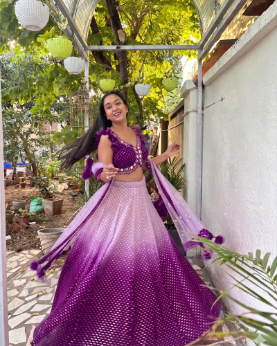 Mirror Ombre Lehenga In Purple Colour
