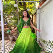 Mirror Ombre Lehenga In Neon Green Colour