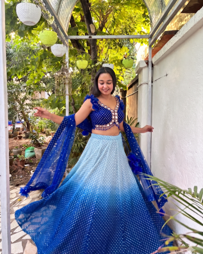 Mirror Ombre Lehenga In Blue Colour