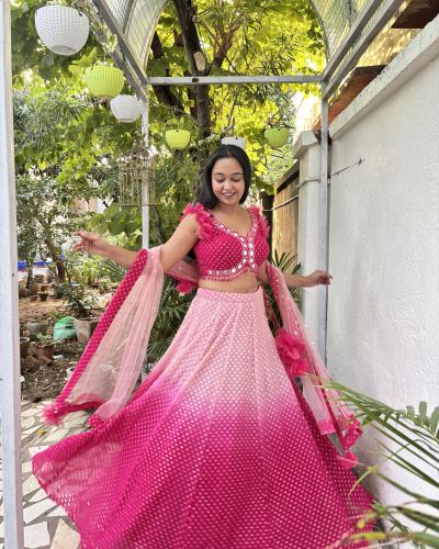 Mirror Ombre Lehenga In Pink Colour