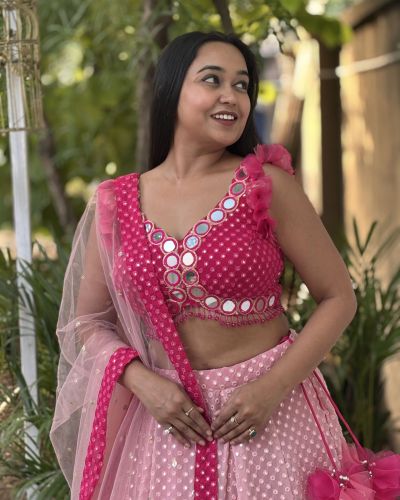 Mirror Ombre Lehenga In Pink Colour