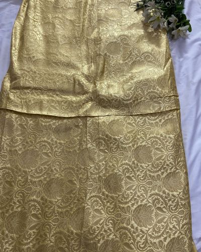 Banarasi Silk Fabric In Golden Fabric