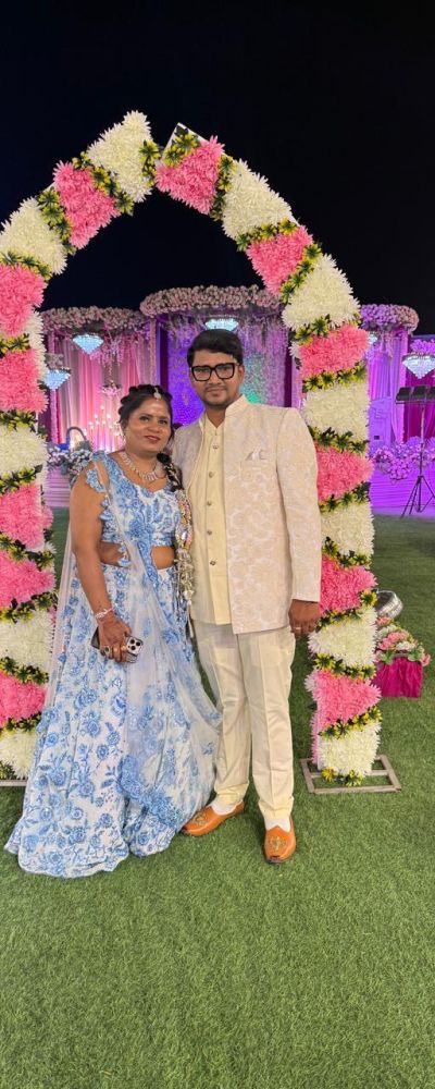 Beautiful Couple Outfit In White And Sky Blue Colour