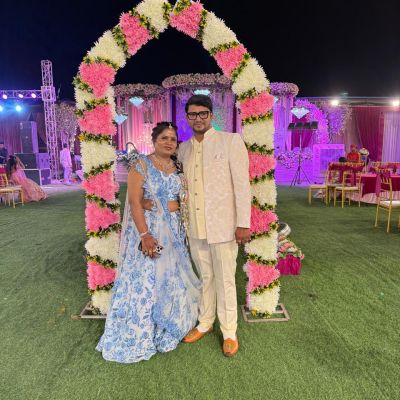Beautiful Couple Outfit In White And Sky Blue Colour