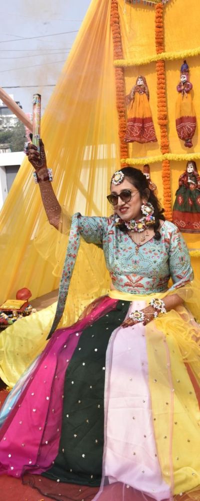 Multicolour Lehenga For Haldi