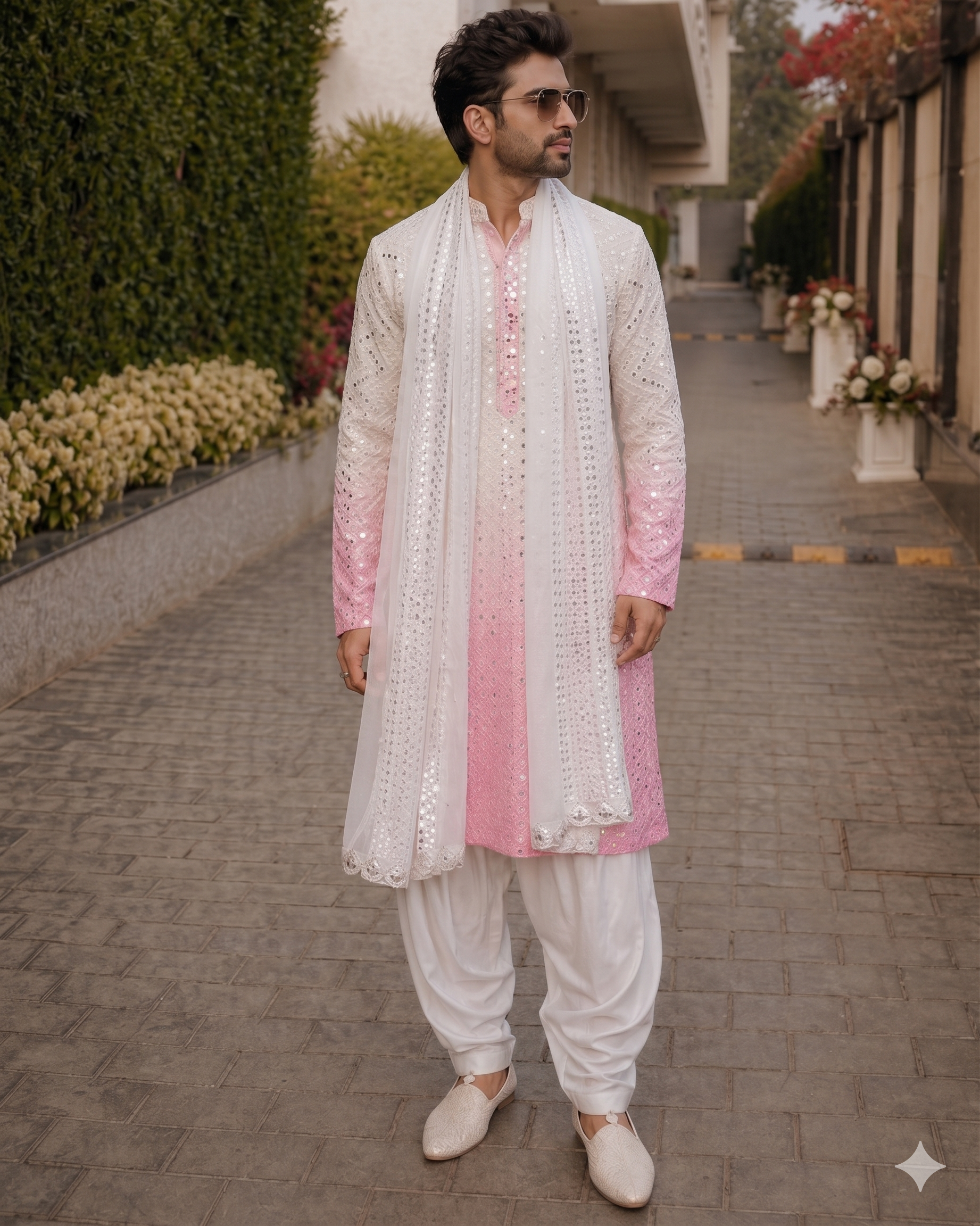 Ombre Couple Outfit In Baby Pink Colour